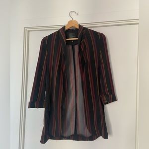 Buttonless striped blazer